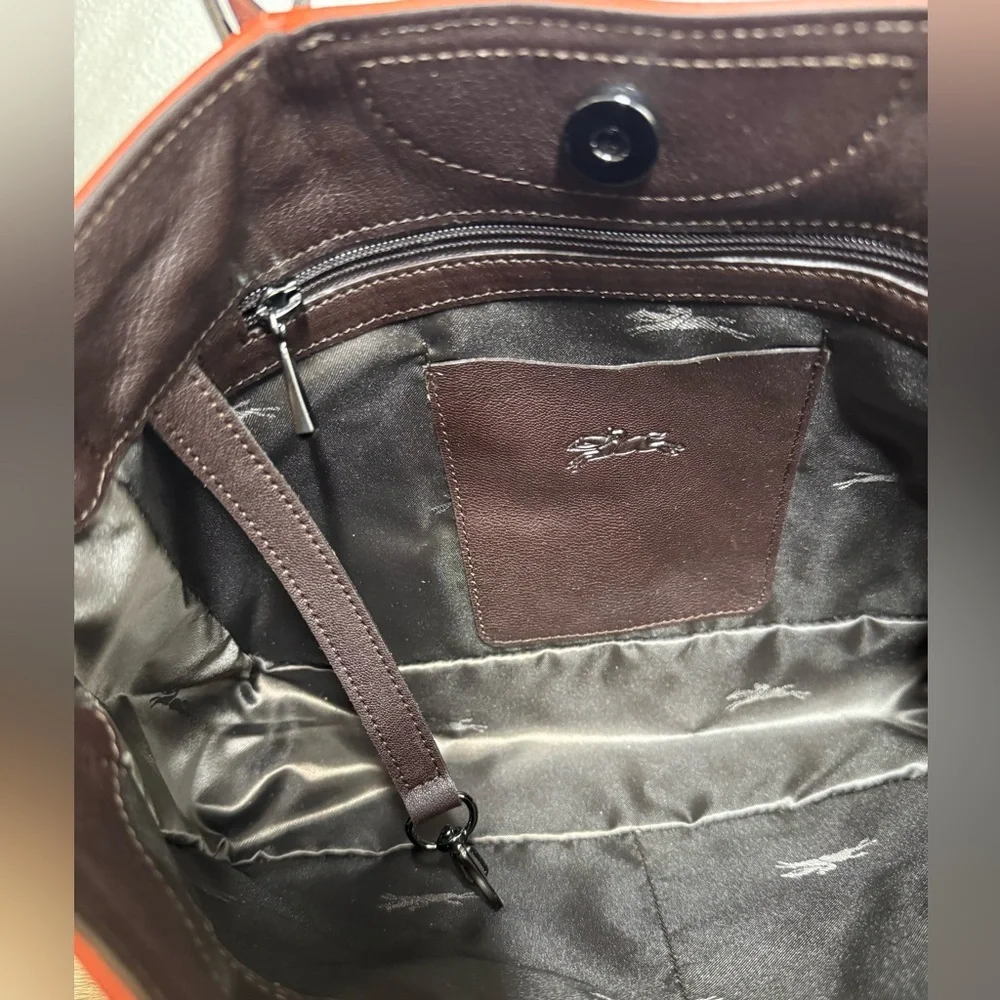 Longchamp Rust 3D Leather Tote Crossbody Bag